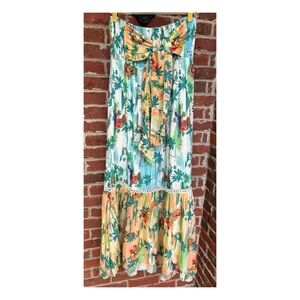 NWOT Farm Rio Island Smocked Tiered Maxi Skirt and/or Dress  Size Small